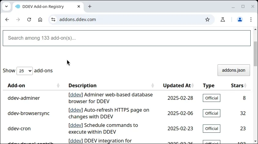 DDEV add-on search demo animation